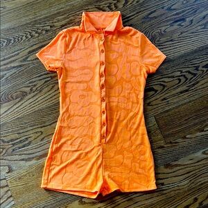 Neon Orange Button-Up Romper!